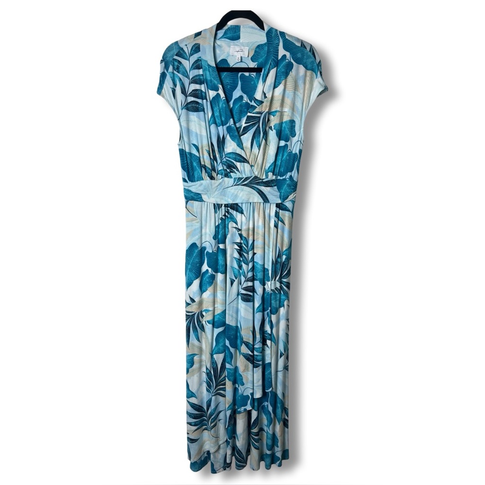 Soma Wknd - Women’s Tropical Leaf Cap Sleeve Faux Wrap Maxi Dress - Sz M